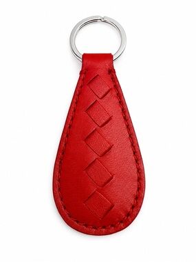 Bottega Veneta Keyring Red Intrecciato Woven Leather, Made In Italy! Pre-Loved.